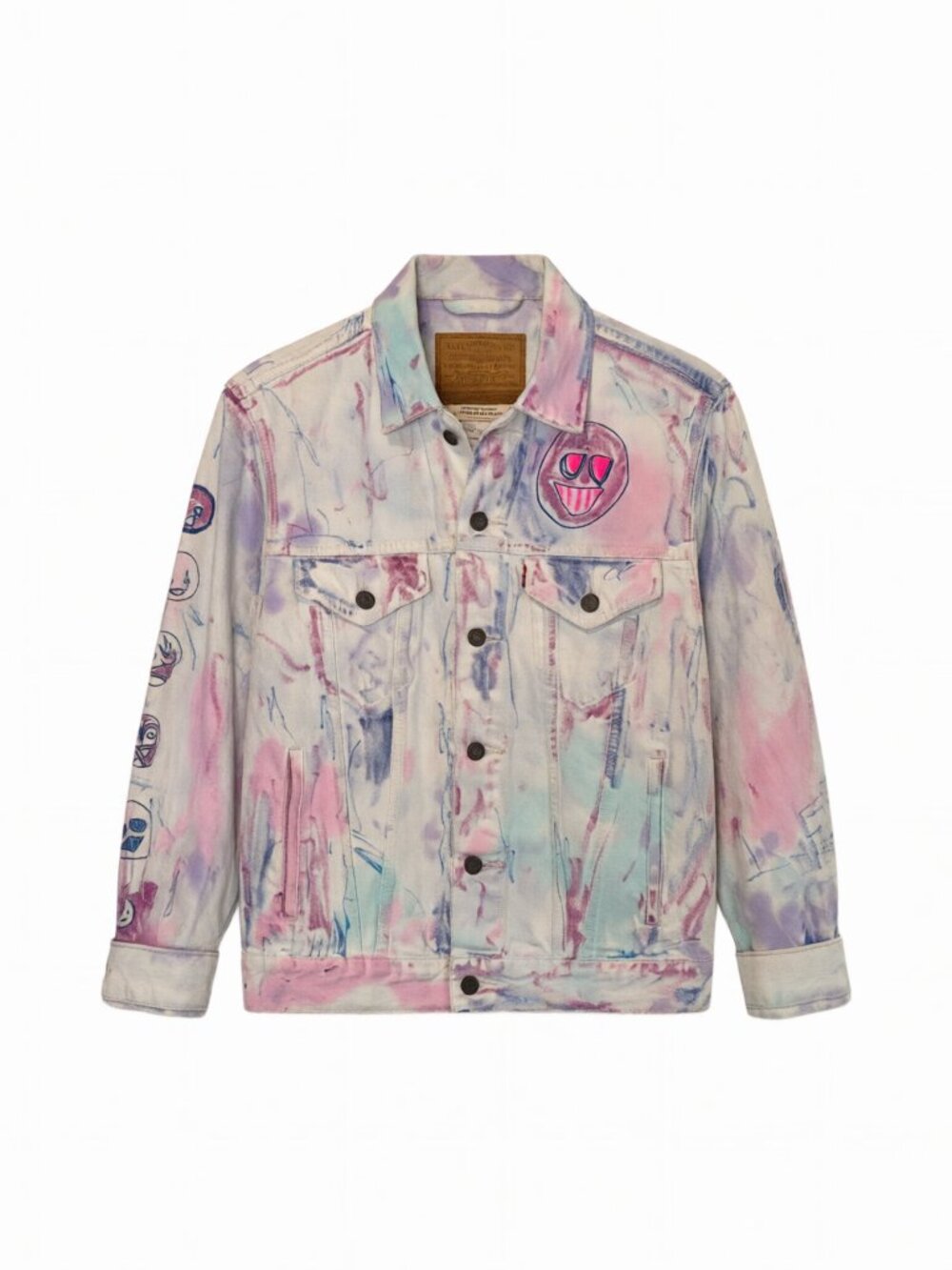 Levi's Multi Women's Denim Jacket S Pastel Tie-Dye Graphic Design Cotton